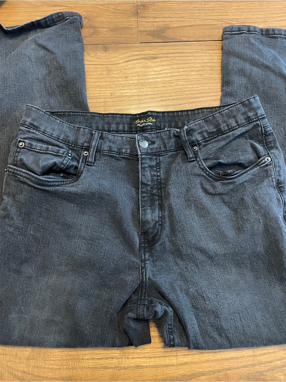 Iron Star black denim jeans, Size 36x29"